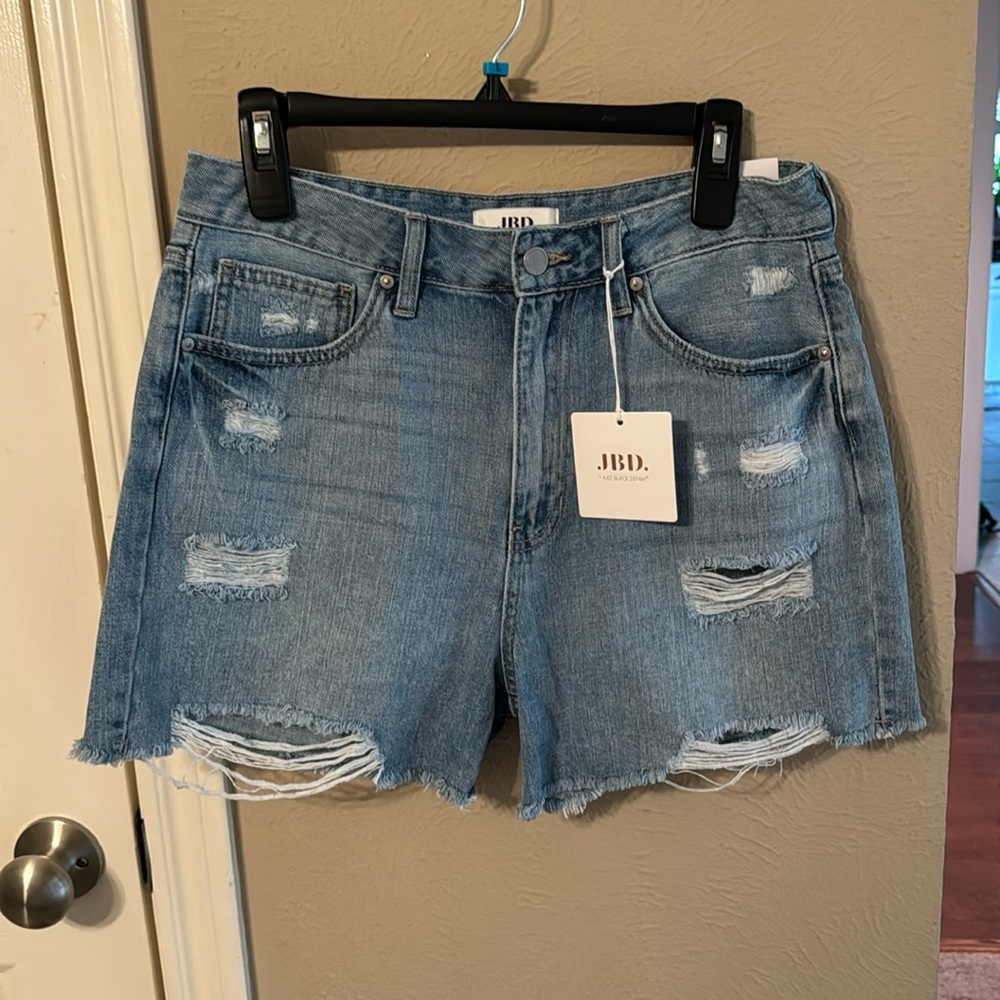 Just Black Denim High Rise Jean Shorts NWT Size Large
